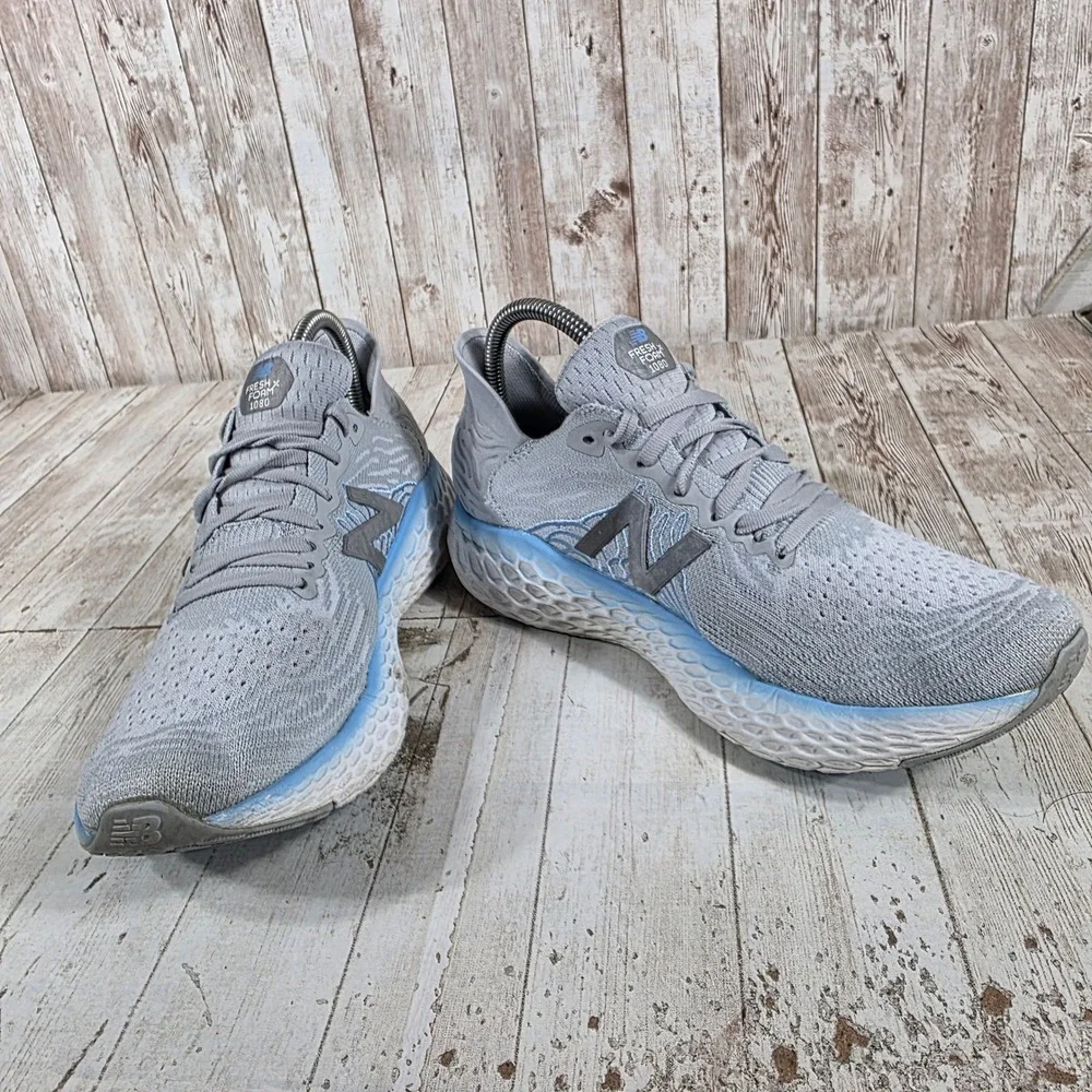 New Balance Fresh Foam 1080v10 Womens Grey Blue Running Shoes W1080G10 Size 8.5